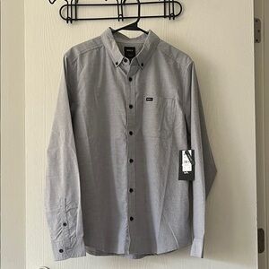 RVCA Men's Casual Gray Button-Down Shirt